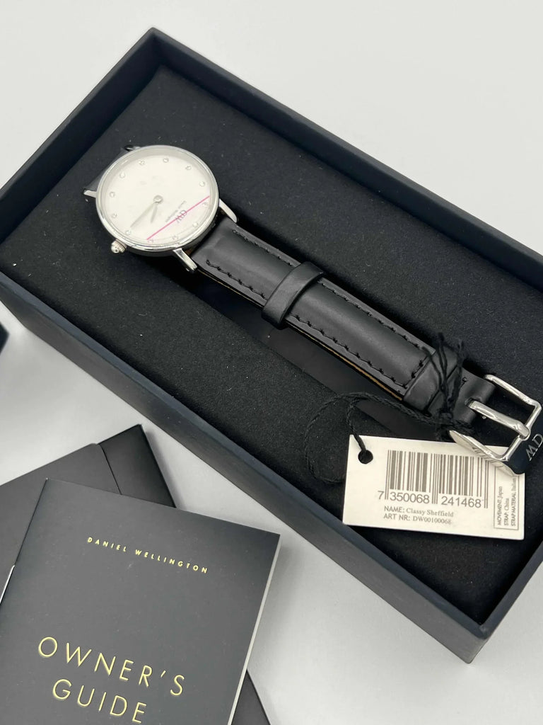 Daniel Wellington Classy Sheffield White Dial Black Leather Strap Watch For Women - DW00100068 Buy Now By Daniel Wellington