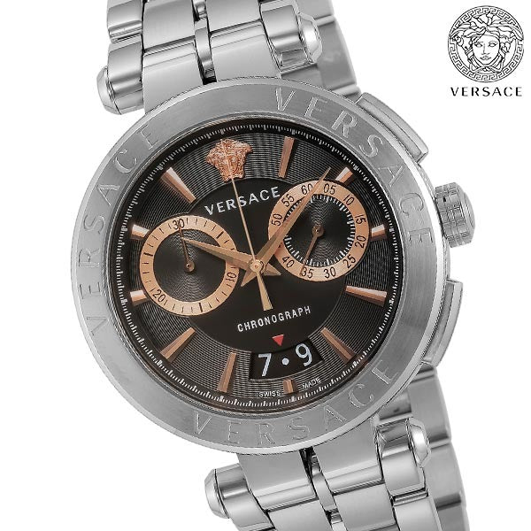 Versace Aion Chronograph Black Dial Silver Steel Strap Watch For Men - VE1D01019 Buy Now By Versace