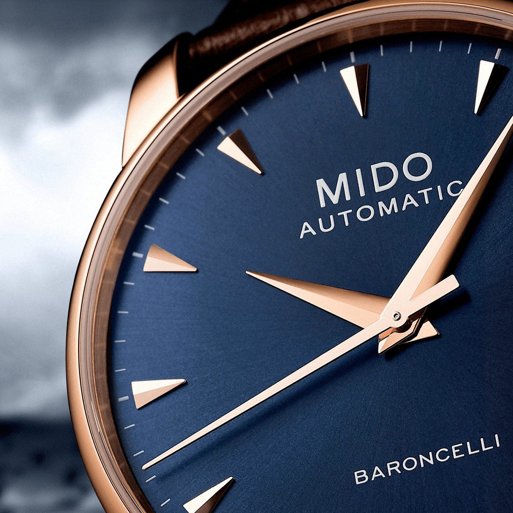 Mido Baroncelli III Automatic Blue Dial Brown Leather Strap Watch For Men - M8600.3.15.8 Buy Now By Mido