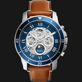 Fossil Grant Sport Automatic Skeleton Blue Dial Brown Leather Strap Watch for Men - ME3140 Buy Now By Fossil