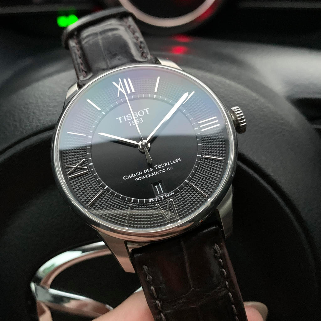 Tissot Chemin Des Tourelles Powermatic 80 Black Dial Black Leather Strap Watch For Men - T099.407.16.058.00 Buy Now By Tissot