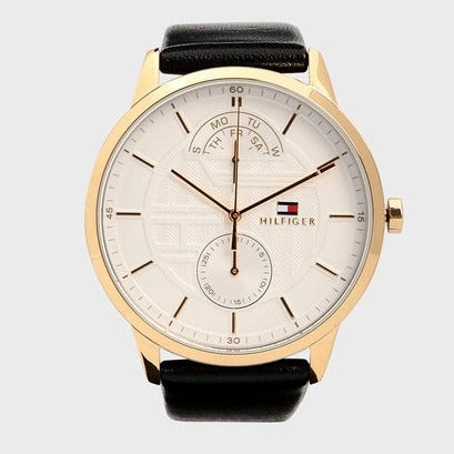 Tommy Hilfiger Hunter White Dial Black Leather Strap Watch for Men - 1791606 Buy Now By Tommy Hilfiger