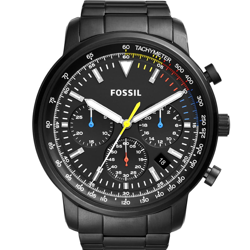 Fossil Goodwin Chronograph Black Dial Black Steel Strap Watch for Men - FS5413 Buy Now By Fossil