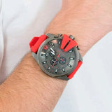 Diesel Mega Chief Chronograph Black Dial Red Silicone Strap Watch For Men - DZ4427 Buy Now By Diesel