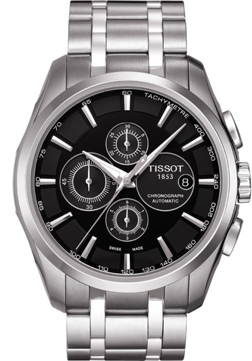 Tissot Couturier Chronograph Black Dial Silver Steel Strap Watch For Men - T035.617.11.051.00 Buy Now By Tissot