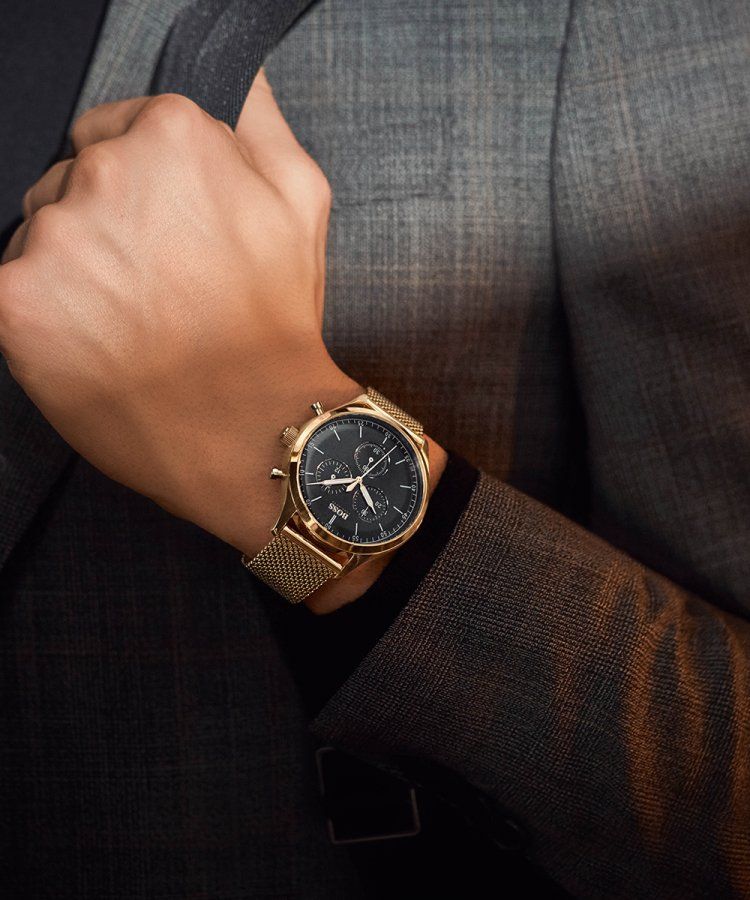 Hugo Boss Companion Quartz Black Dial Rose Gold Mesh Bracelet Watch For Men - HB1513548 Buy Now By Hugo Boss