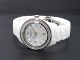 Emporio Armani Ceramica White Mother of Pearl Dial Stainless Steel Strap Watch For Women - AR1426