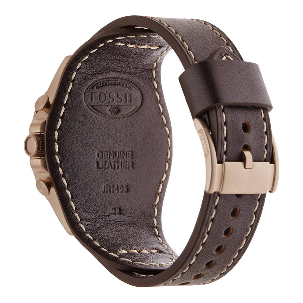 Fossil Nate Chronograph Gold Dial Brown Leather Strap Watch for Men - JR1495 Buy Now By Fossil