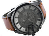 Diesel Mega Chief Chronograph Grey Dial Brown Leather Strap Watch For Men - DZ4463 Buy Now By Diesel