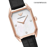 Emporio Armani Gioia Quartz Mother of Pearl Dial Black Leather Strap Watch For Women - AR11390 Buy Now By Emporio Armani