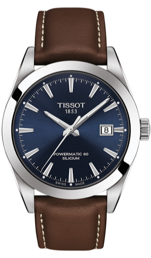 Tissot Gentlemen Powermatic 80 Silicium Blue Dial Brown Leather Strap Watch For Men - T127.407.16.041.00 Buy Now By Tissot