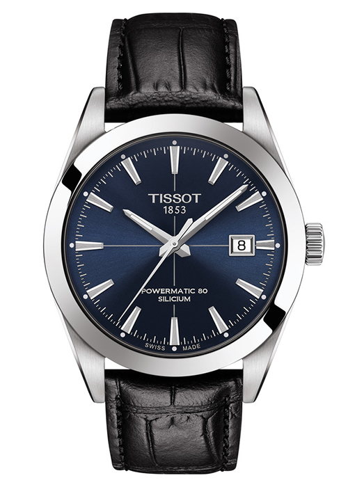 Tissot Gentleman Powermatic 80 Silicium Blue Dial Black Leather Strap Watch For Men - T127.407.16.041.01 Buy Now By Tissot