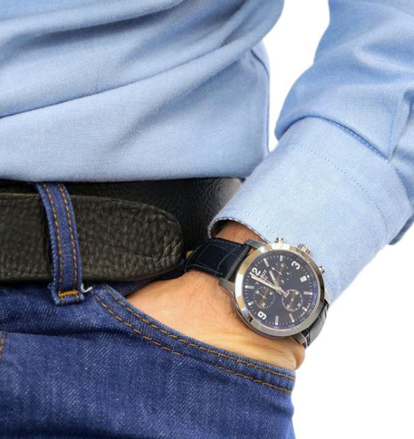 Tissot PRC 200 Chronograph Blue Dial Blue Leather Strap Watch For Men - T055.417.16.047.00 Buy Now By Tissot