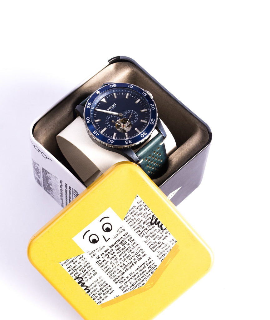 Fossil Crewmaster Sports Automatic Blue Dial Blue Leather Strap Watch for Men - ME3149 Buy Now By Fossil