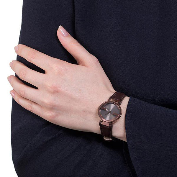 Gucci G Interlocking Brown Dial Brown Leather Strap Watch For Women - YA133504 Buy Now By Gucci