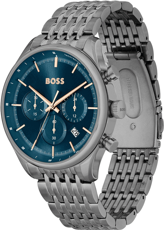 Hugo Boss Gregor Chronograph Blue Dial Grey Steel Strap Watch For Men - 1514083 Buy Now By Hugo Boss