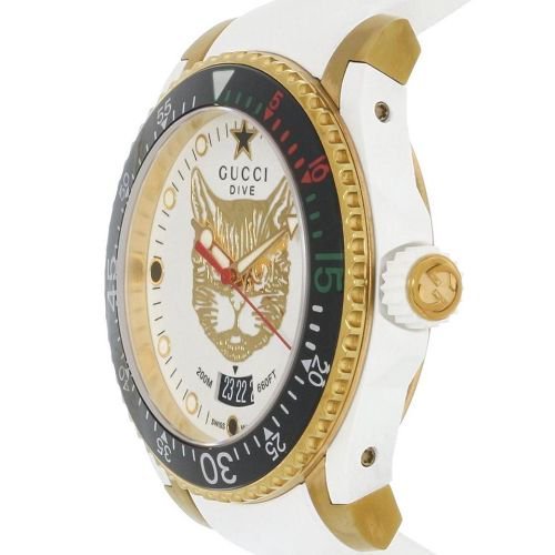 Gucci Dive Quartz White Dial White Rubber Strap Unisex Watch - YA136322 Buy Now By Gucci