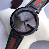 Gucci Interlocking G XL Black Dial Red & Green Leather Strap Watch For Men - YA133206 Buy Now By Gucci