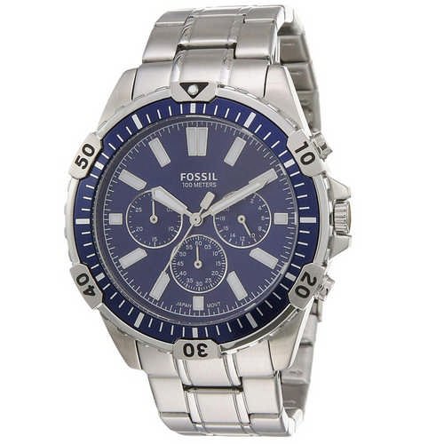 Fossil Garrett Chronograph Blue Dial Silver Steel Strap Watch for Men - FS5623 Buy Now By Fossil