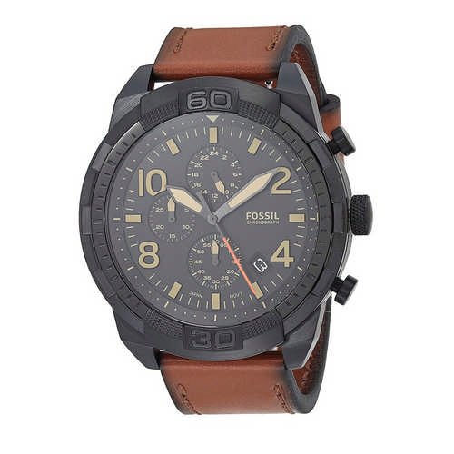Fossil Bronson Black Dial Brown Leather Strap Watch for Men - FS5714 Buy Now By Fossil