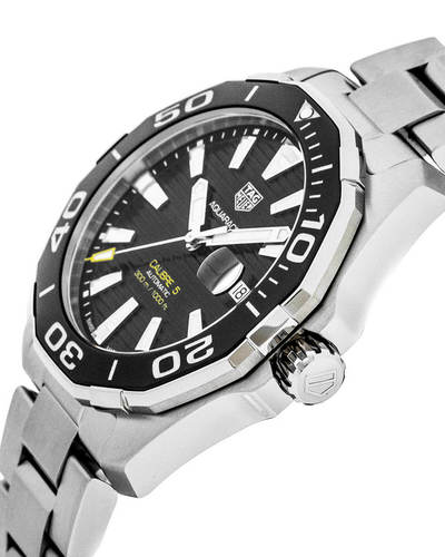 Tag Heuer Aquaracer Black Dial Silver Steel Strap Strap Watch for Men - WAY201A.BA0927 Buy Now By Tag Heuer
