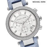 Michael Kors Parker Silver Dial Blue Leather Strap Watch For Women - MK6936 Buy Now By Michael Kors