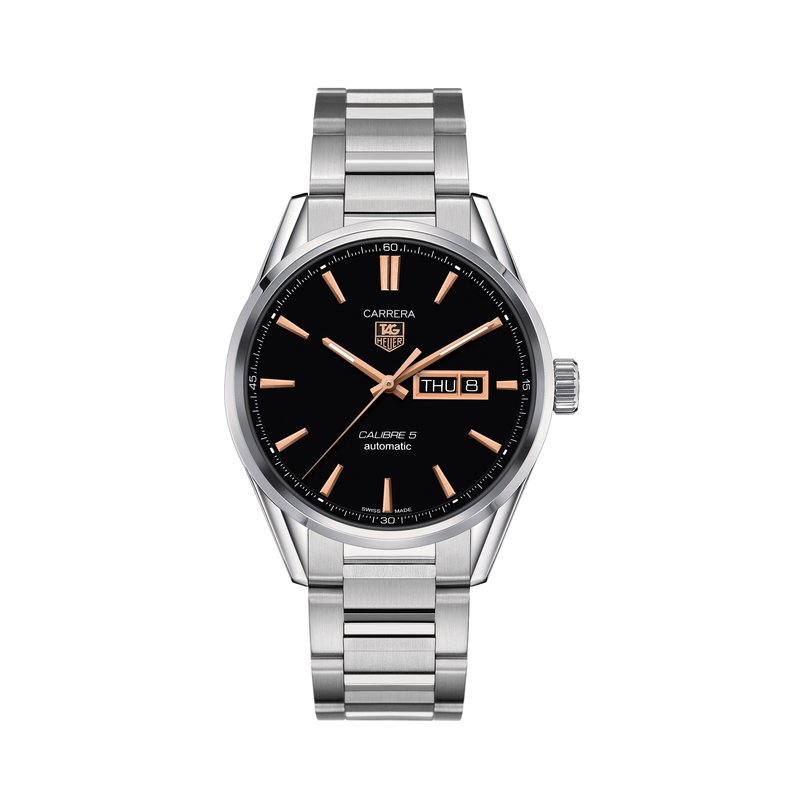 Tag Heuer Carrera Calibre 5 Automatic Black Dial Silver Steel Strap Watch for Men - WAR201C.BA0723 Buy Now By Tag Heuer