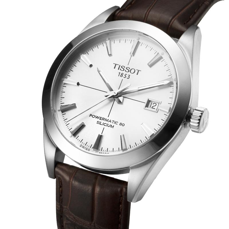 Tissot Gentleman Powermatic 80 Silicium Silver Dial Brown Leather Strap Watch For Men - T127.407.16.031.01 Buy Now By Tissot