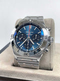 Breitling Chronomat B01 42mm Blue Dial Silver Steel Strap Watch for Men - AB0134101C1A1 Buy Now By Breitling