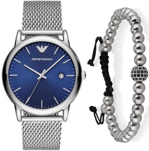 Emporio Armani Luigi Quartz Blue Dial Silver Mesh Bracelet Watch For Men - AR11230 Buy Now By Emporio Armani