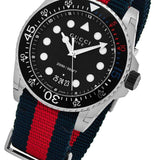 Gucci Dive Black Dial Red & Blue Nylon Strap Watch For Men - YA136210 Buy Now By Gucci