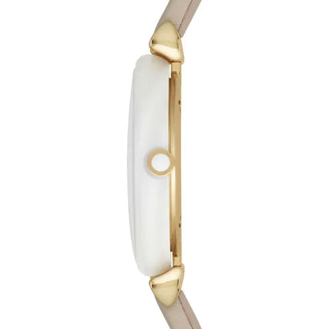 Emporio Armani Gianni T Bar Quartz Mother of Pearl Dial White Leather Strap Watch For Women - AR1965 Buy Now By Emporio Armani