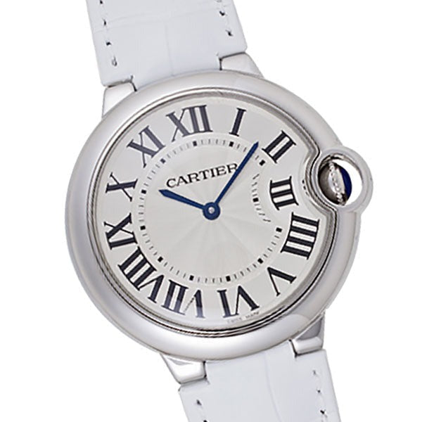 Cartier Ballon Bleu de Cartier Silver Dial White Leather Strap Watch for Women - W6920087 Buy Now By Cartier