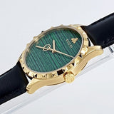 Gucci Le Marche Des Merveilles Quartz Green Dial Black Leather Strap Watch For Women - YA126463 Buy Now By Gucci