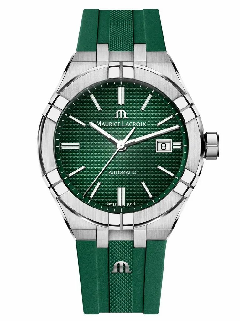 Maurice Lacroix Aikon Chronograph Green Dial Green Rubber Strap Watch for Men - AI1808-SS000-630-5 Buy Now By Maurice Lacroix