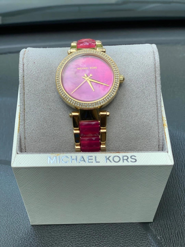 Michael Kors Parker Pink Mother of Pearl Dial Two Tone Steel Strap Watch for Women - MK6490 Buy Now By Michael Kors