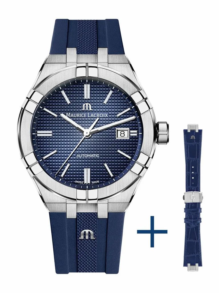 Maurice Lacroix Aikon Automatic Blue Dial Blue Rubber Strap Watch for Men - AI11808-SS000B-430-4 Buy Now By Maurice Lacroix
