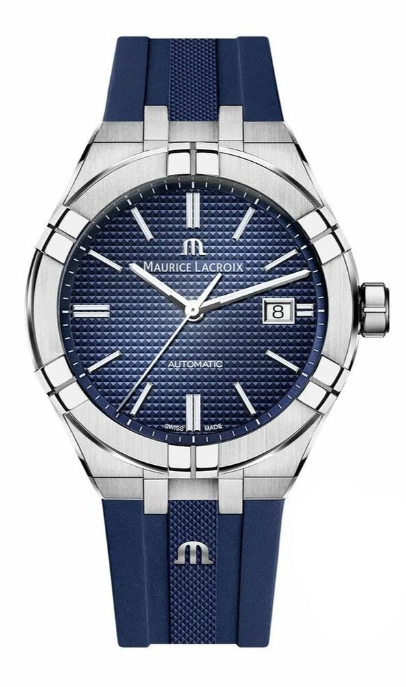 Maurice Lacroix Aikon Automatic Blue Dial Blue Rubber Strap Watch for Men - AI11808-SS000B-430-4 Buy Now By Maurice Lacroix