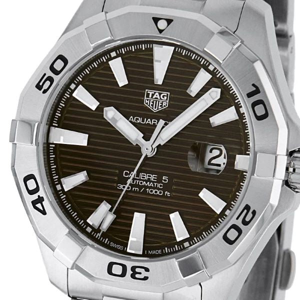 Tag Heuer Aquaracer Calibre 5 Automatic Sunray Brown Dial Silver Steel Strap Watch for Men - WAY2018.BA0927 Buy Now By Tag Heuer