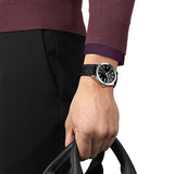 Tissot Gentleman Black Dial Black Leather Strap Watch For Men - T127.410.16.051.00 Buy Now By Tissot
