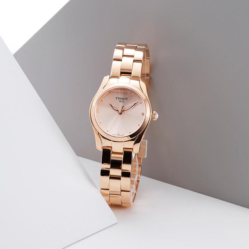 Tissot T Wave Rose Gold Dial Rose Gold Steel Strap Watch For Women - T112.210.33.456.00 Buy Now By Tissot