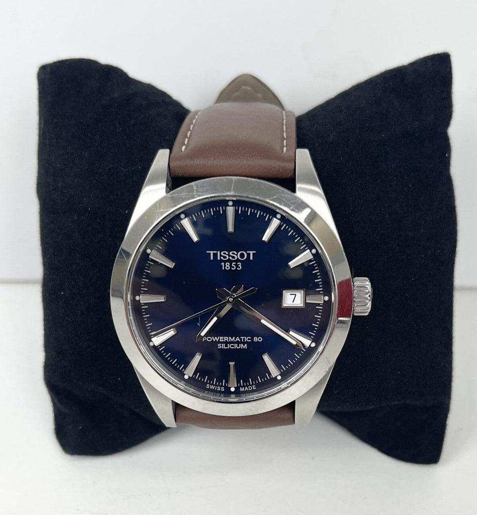 Tissot Gentlemen Powermatic 80 Silicium Blue Dial Brown Leather Strap Watch For Men - T127.407.16.041.00 Buy Now By Tissot