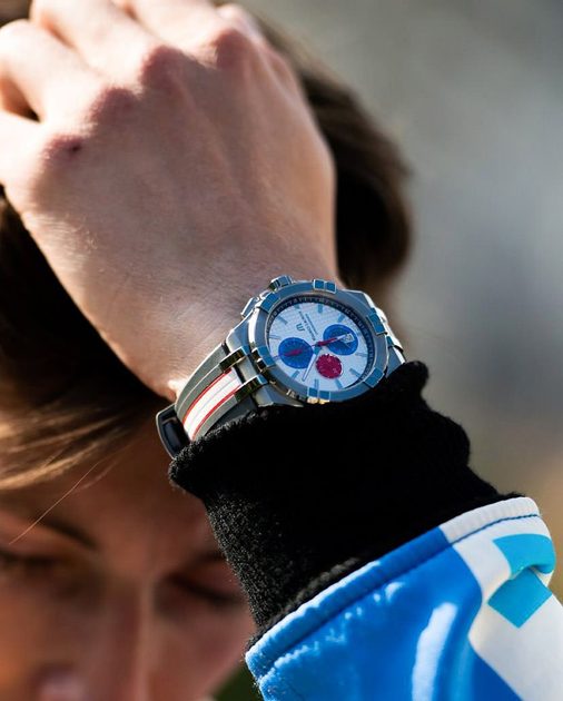 Maurice Lacroix Aikon Chronograph Special Edition Mahindra Racing Silver Dial Grey Rubber Strap Watch for Men - AI1018-TT031-130-2 Buy Now By Maurice Lacroix