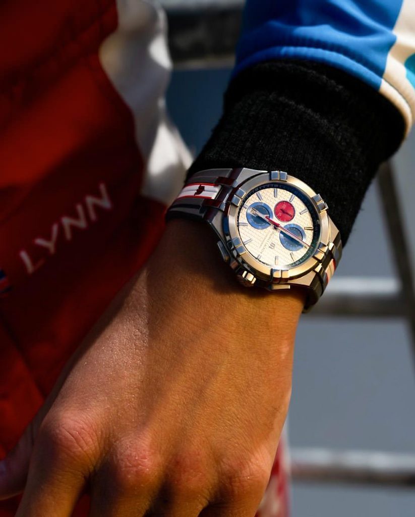 Maurice Lacroix Aikon Chronograph Special Edition Mahindra Racing Silver Dial Grey Rubber Strap Watch for Men - AI1018-TT031-130-2 Buy Now By Maurice Lacroix