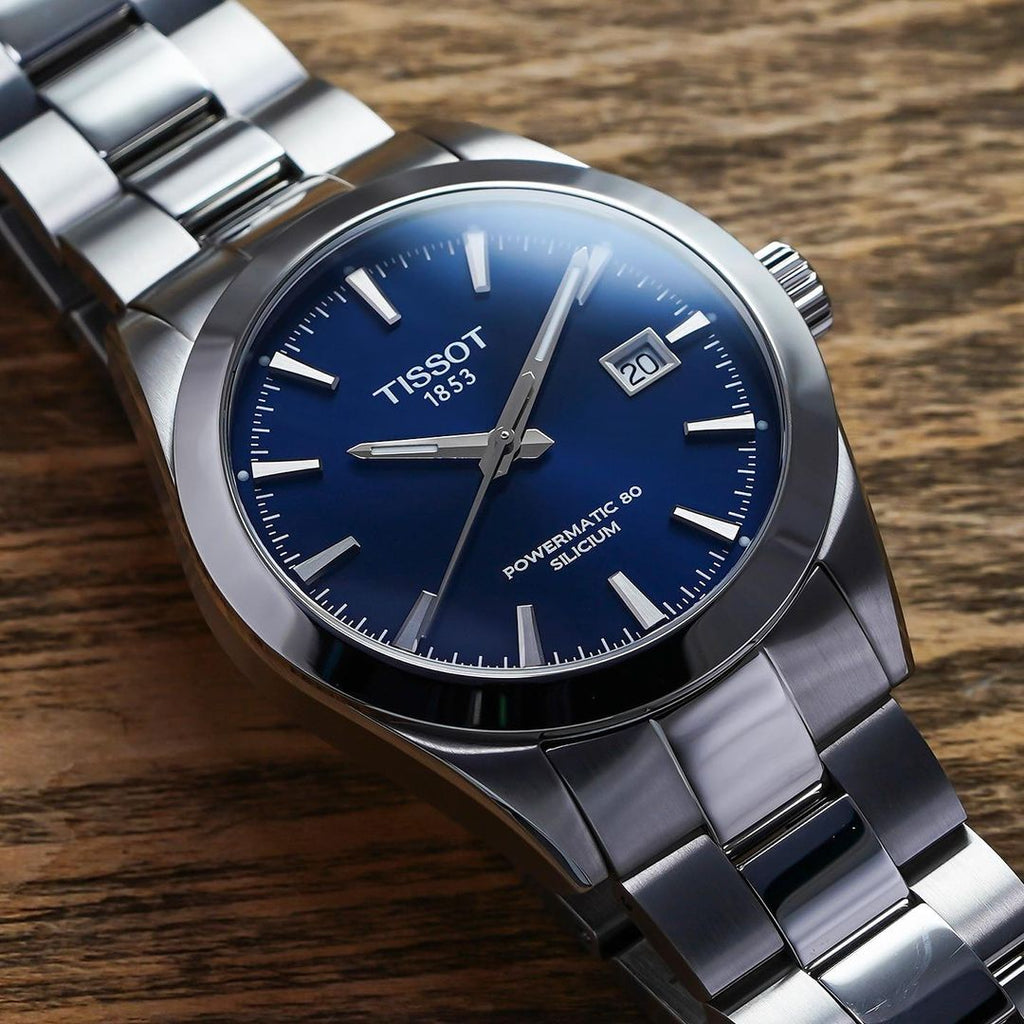 Tissot Gentlemen Powermatic 80 Silicium Blue Dial Silver Steel Strap Watch For Men - T127.407.11.041.00 Buy Now By Tissot