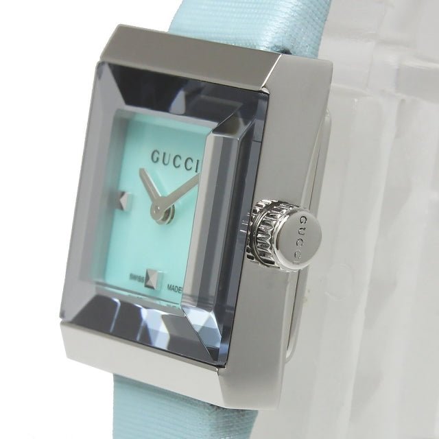 Gucci G-Frame Pastel Blue Mother of Pearl Dial Blue Leather Strap Watch For Women - YA128531 Buy Now By Gucci