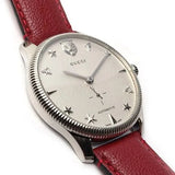 Gucci G Timeless Automatic Silver Dial Red Leather Strap Watch For Men - YA126346 Buy Now By Gucci