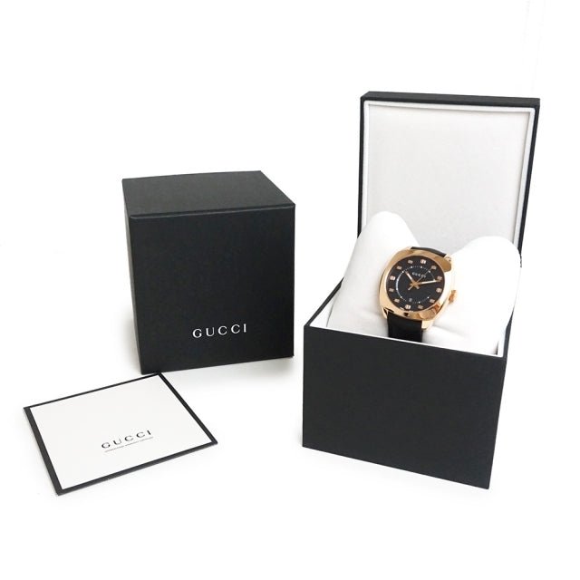 Gucci GG2570 Quartz Black Dial Black Leather Strap Watch For Men - YA142309 Buy Now By Gucci