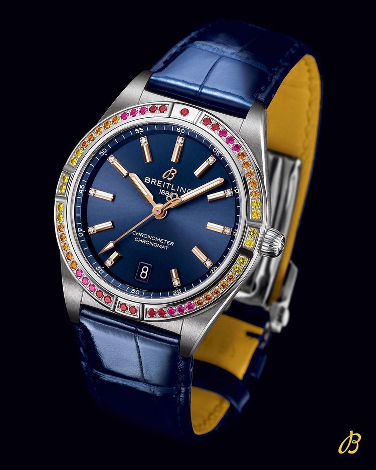Breitling Chronomat Automatic 36 South Sea Blue Dial Blue Leather Strap Watch for Women - A10380611C1P1 Buy Now By Breitling