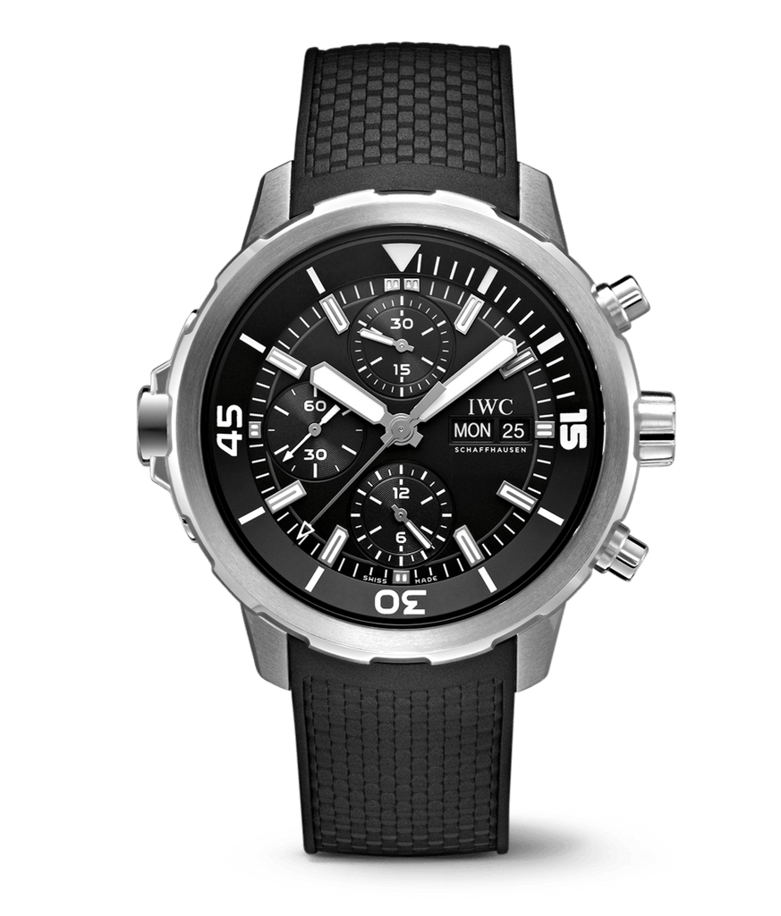 IWC Aquatimer Chronograph Black Dial Black Leather Strap Watch for Men - IW376803 Buy Now By IWC